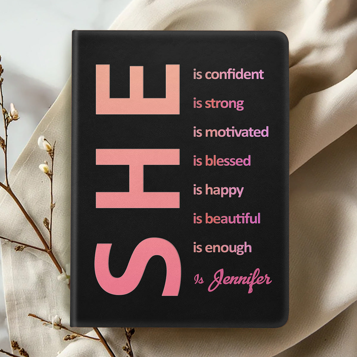 She is Confident | Personalized Leather Cover Notebook