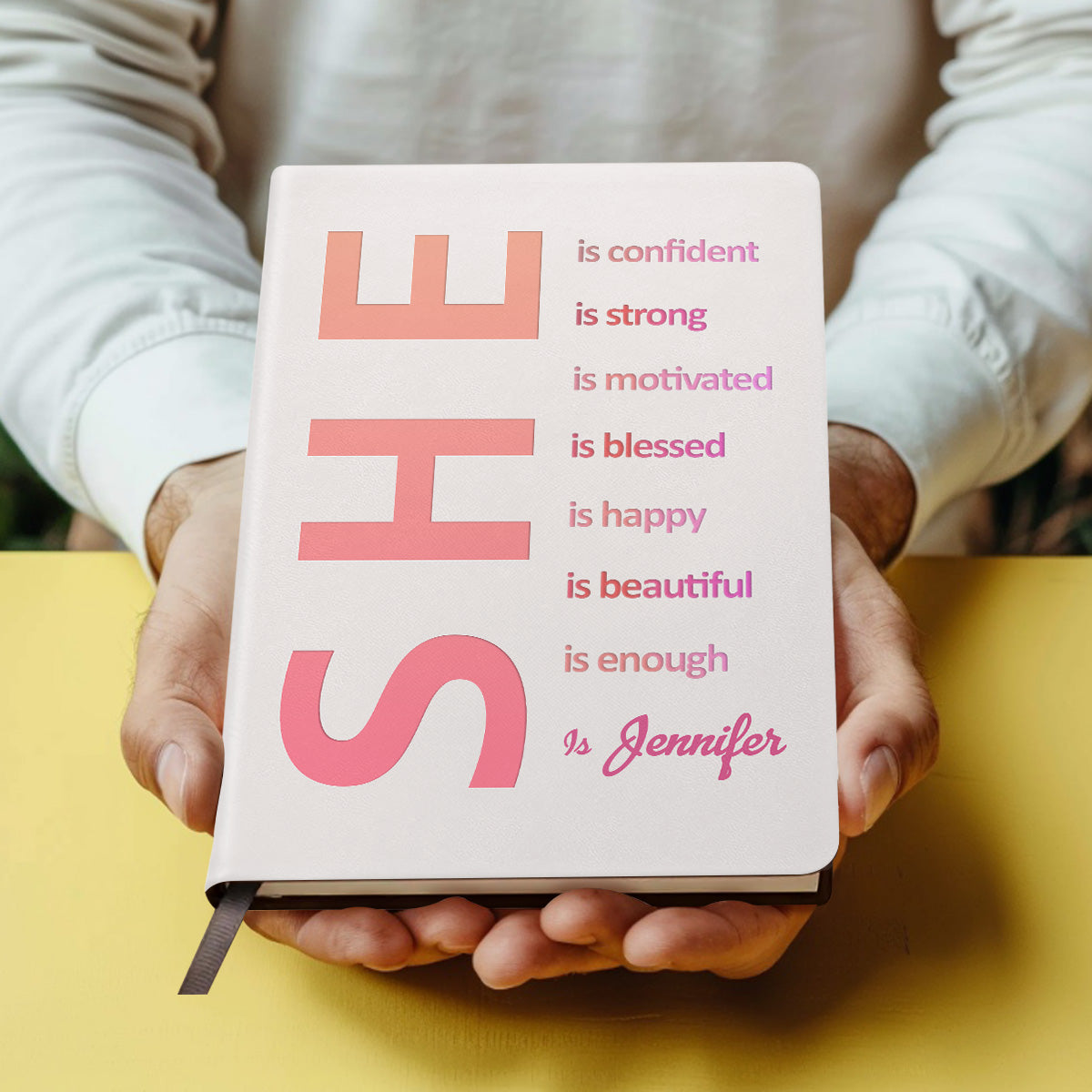 She is Confident | Personalized Leather Cover Notebook