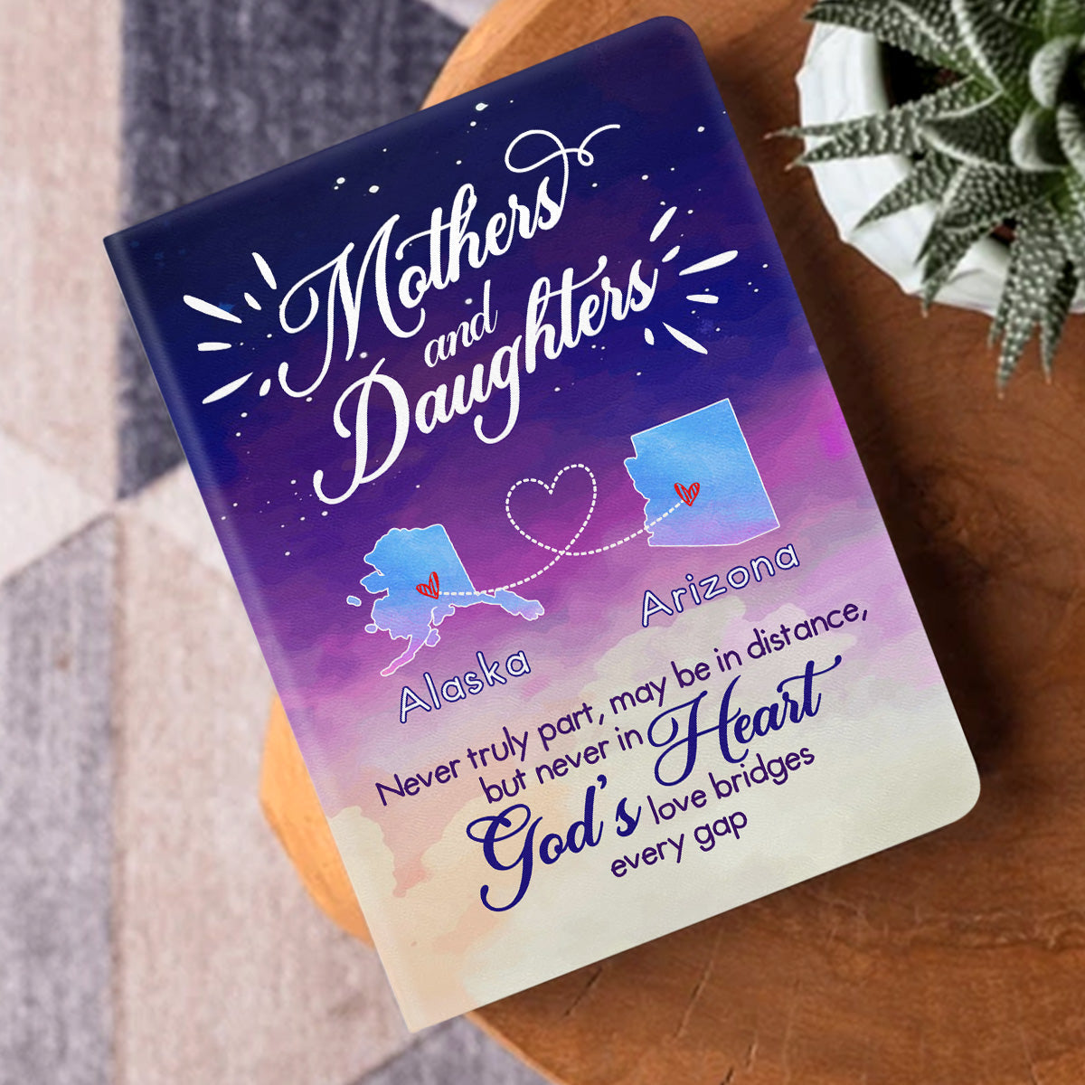 Mothers and Daughters Never Truly Apart | Personalized Leather Cover Notebook