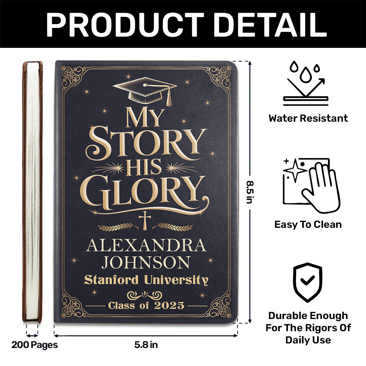 My Story His Glory | Personalized Leather Cover Notebook