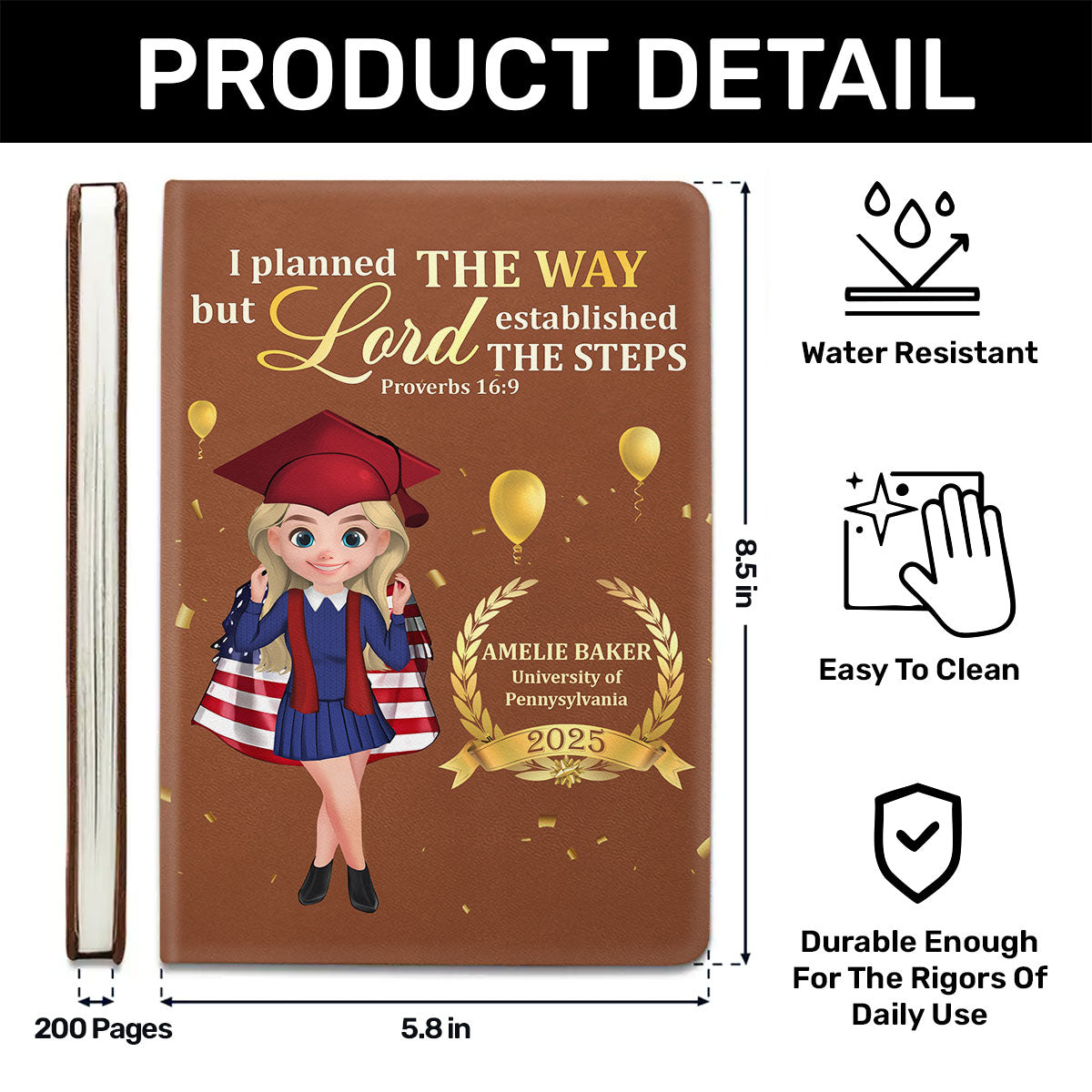 Lord Established The Steps | Personalized Leather Cover Notebook